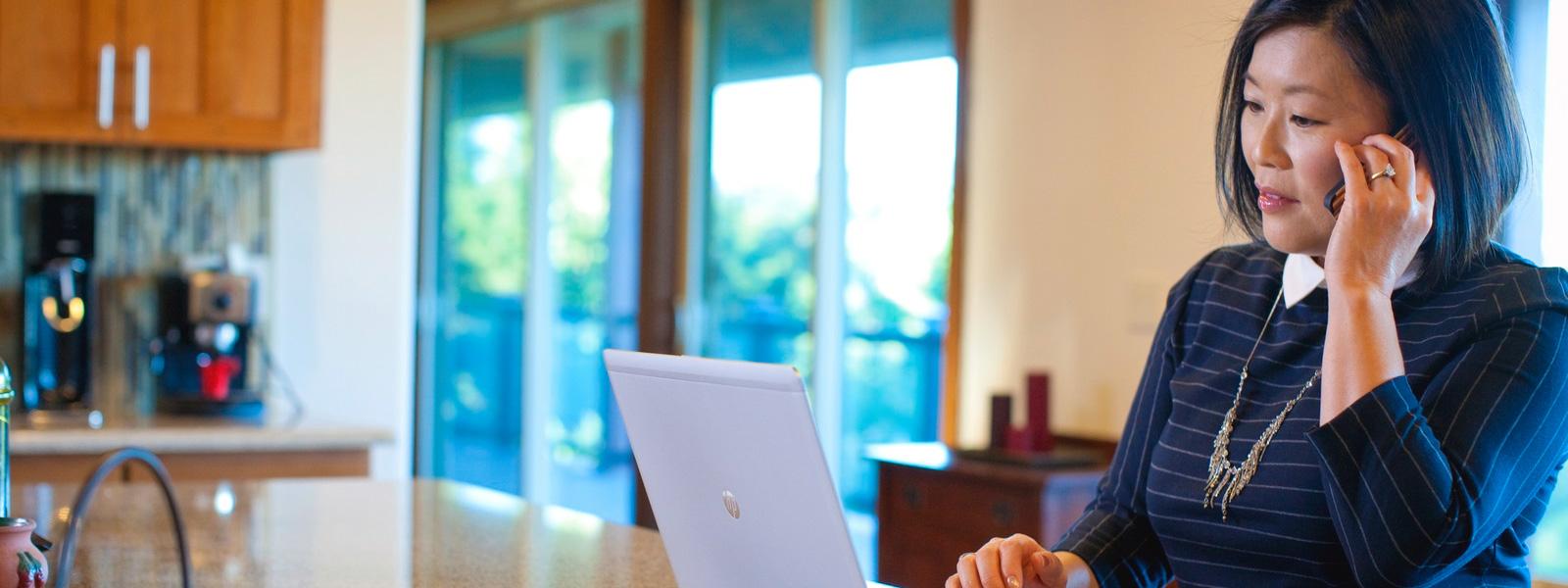 Woman working on laptop