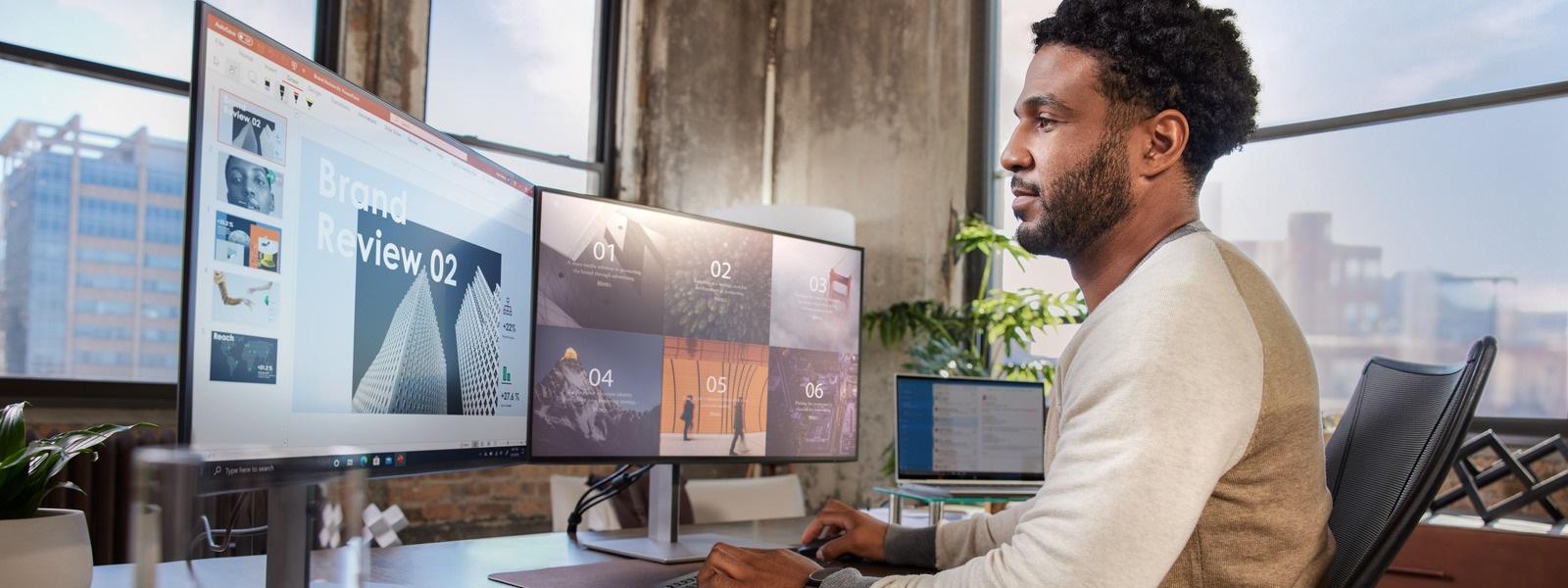 Man working at his desk at home