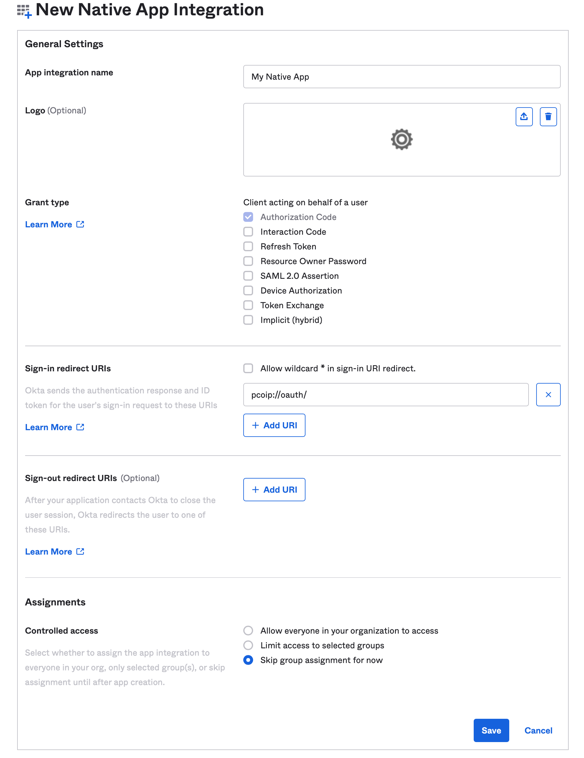 Okta App Integration General Settings