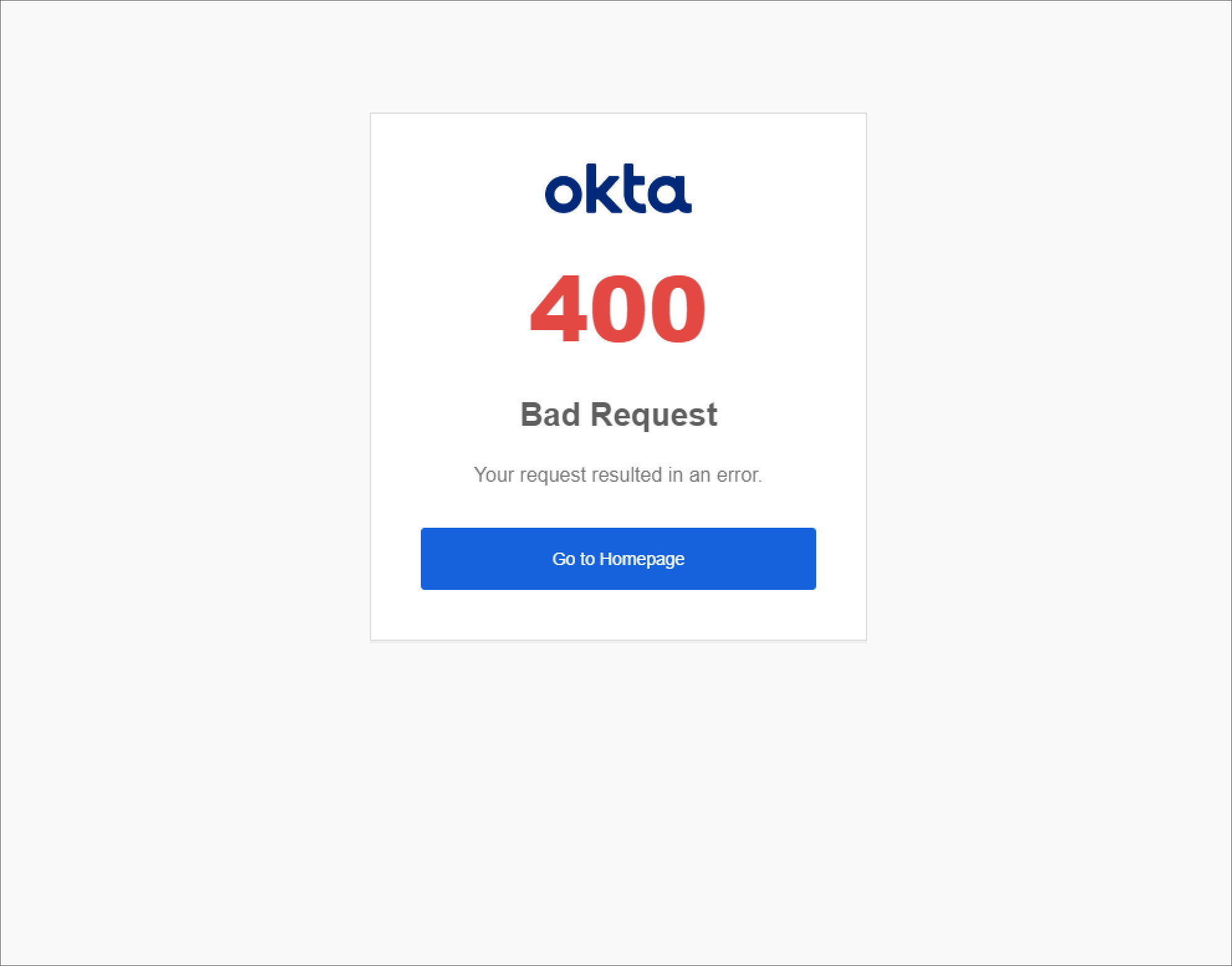 Okta 400 Error