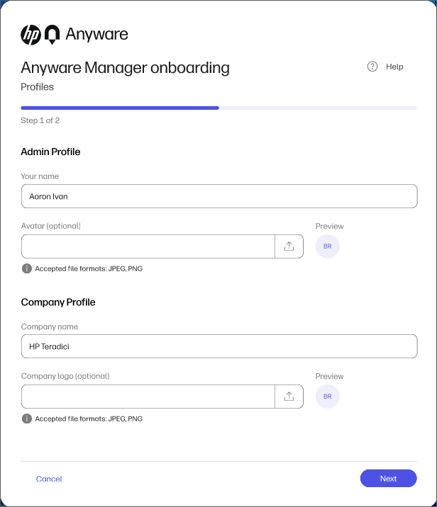 Anyware Manager Enterprise Onboarding Step 1