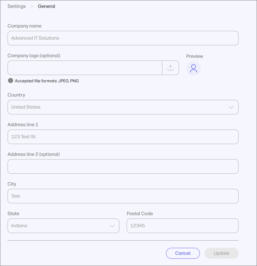 Change Organization Settings