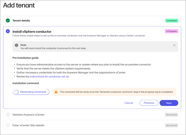 VMware Tenant Onboarding Step 1