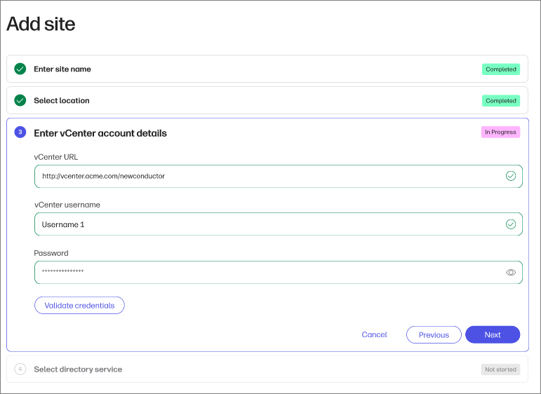 vCenter Site Details