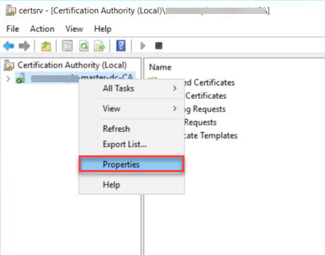 Certificate properties