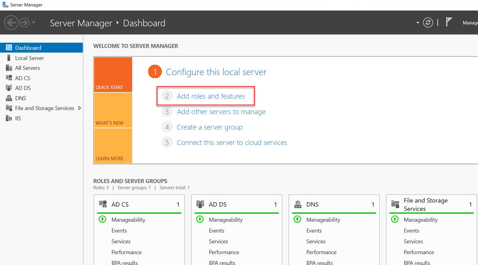 Server Manager Dashboard