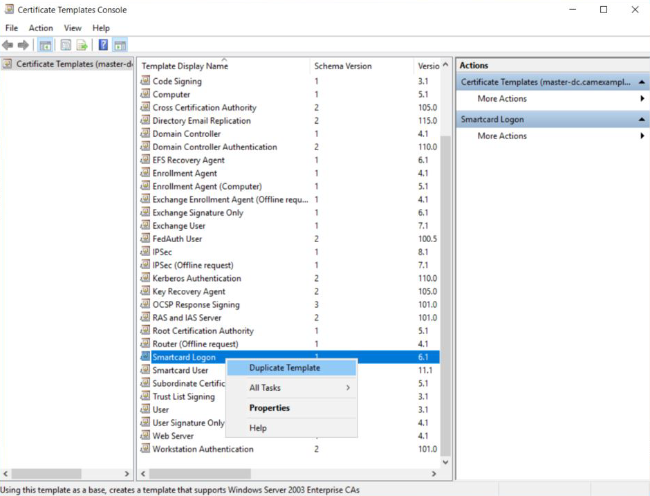 Duplicate Certificate Authority Templates