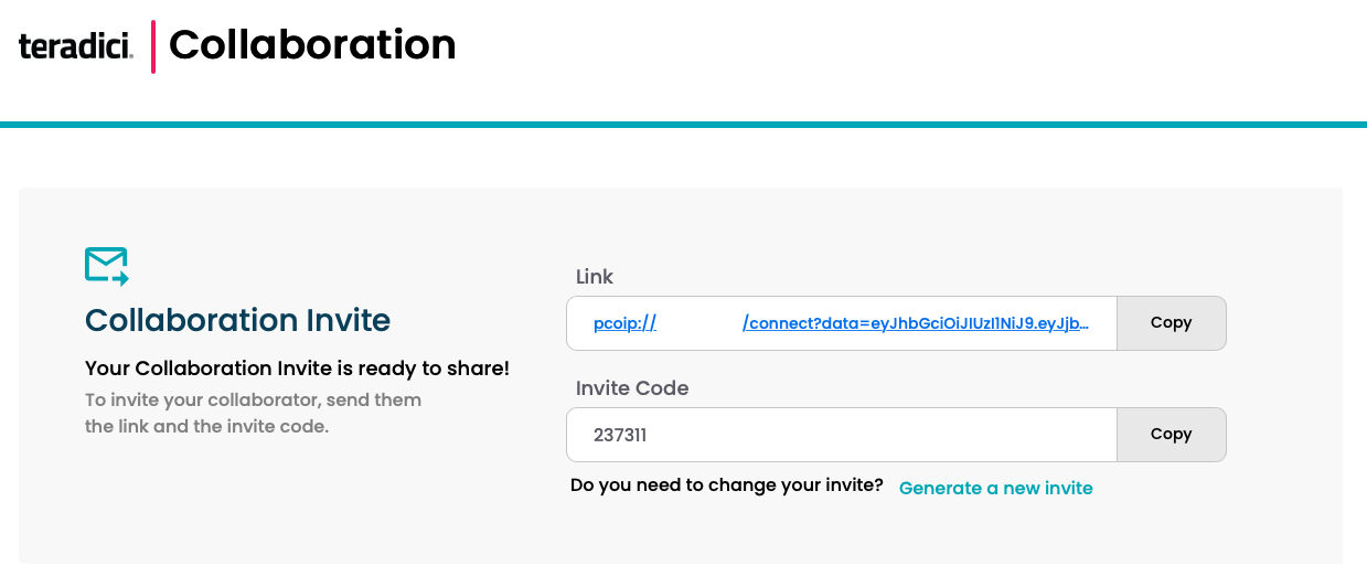 Collaboration invite code