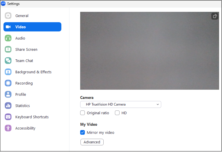 Settings Video