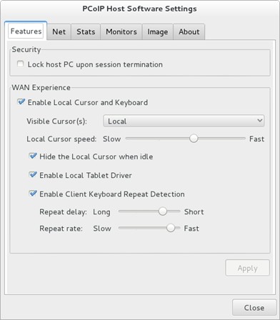 PCoIP Remote Workstation Card Software Settings - Features