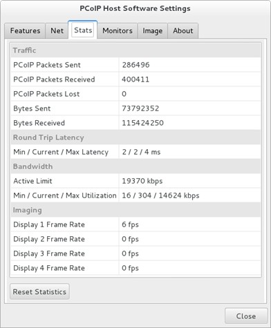 PCoIP Remote Workstation Card Software Settings - Statistics