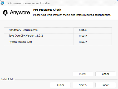 Pre-requistite Check--Status Ready