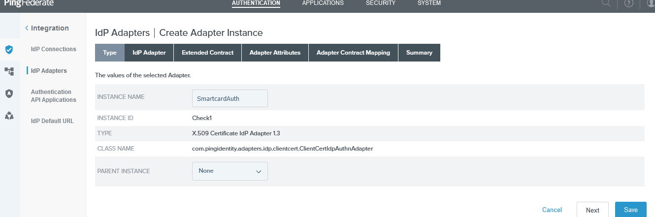 IDP Adapter Type Setting