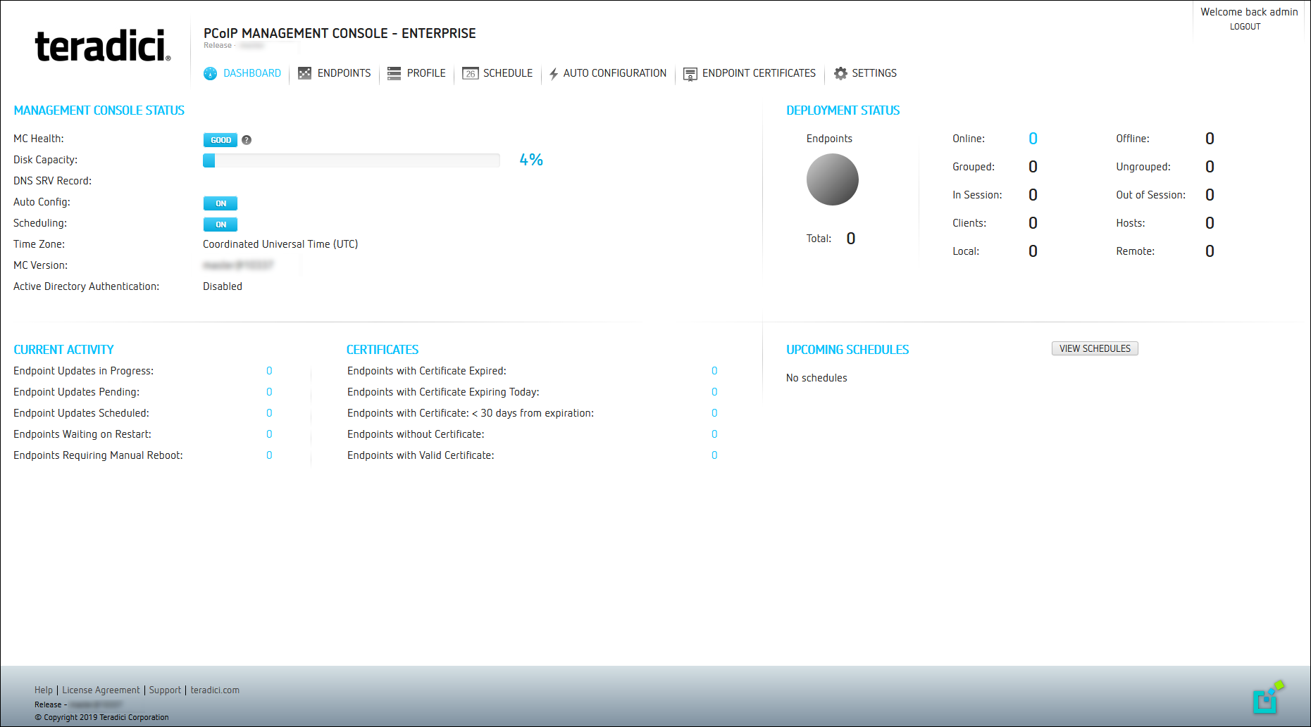 PCoIP Management Console Enterprise Dashboard