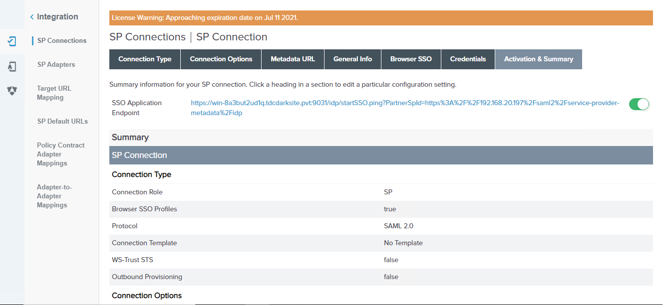 SP Connection Summary