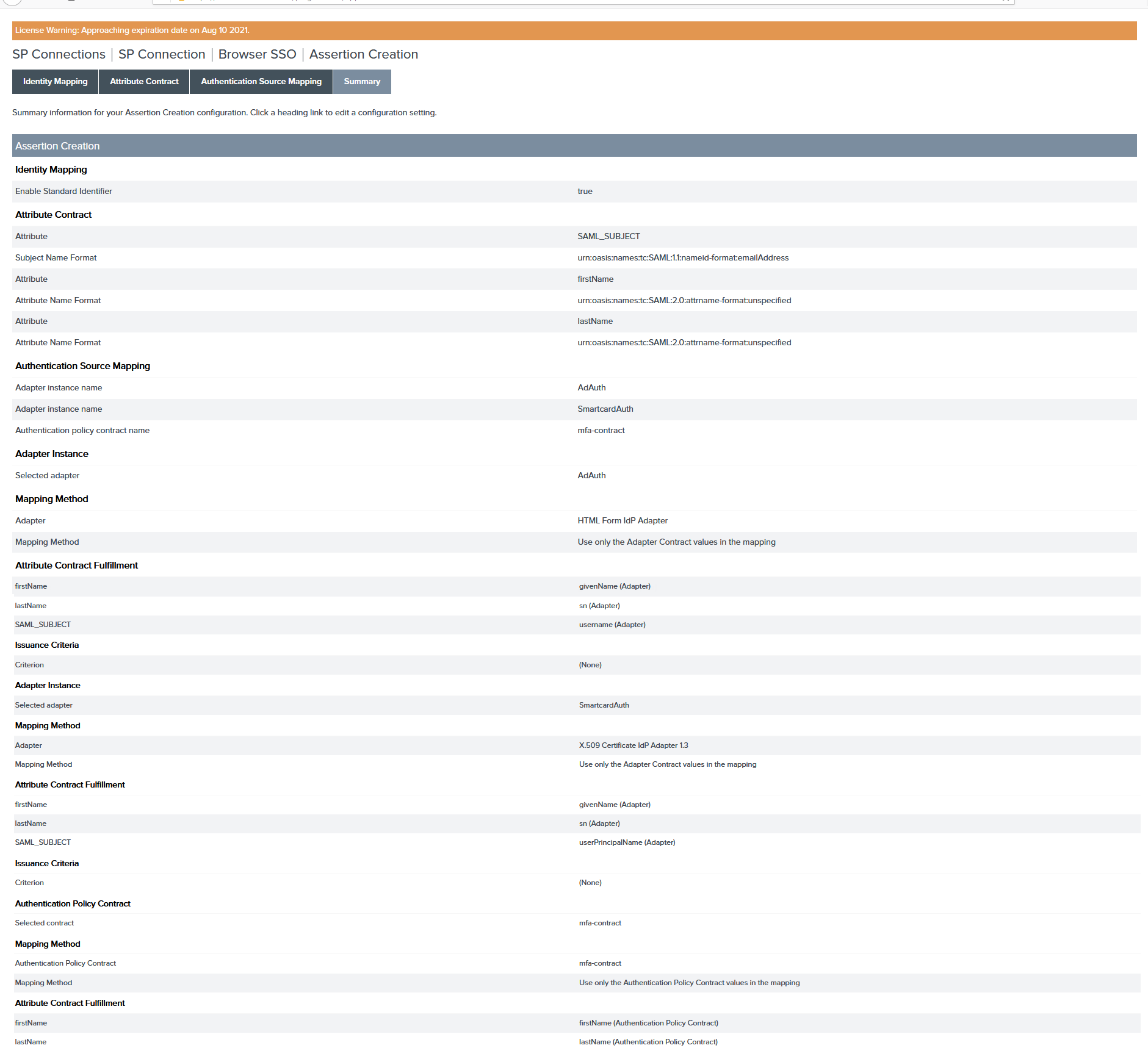 New Authentication Assertion Summary