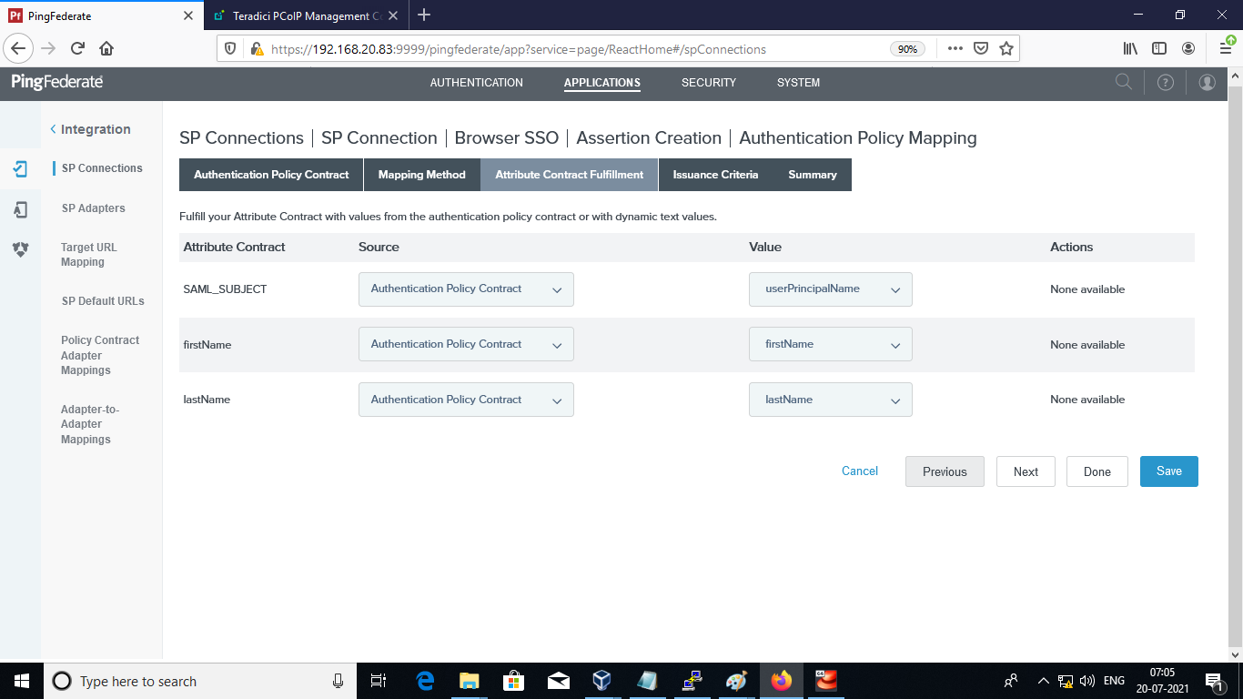 Add Firstname Lastname in Authentication Policy Mapping