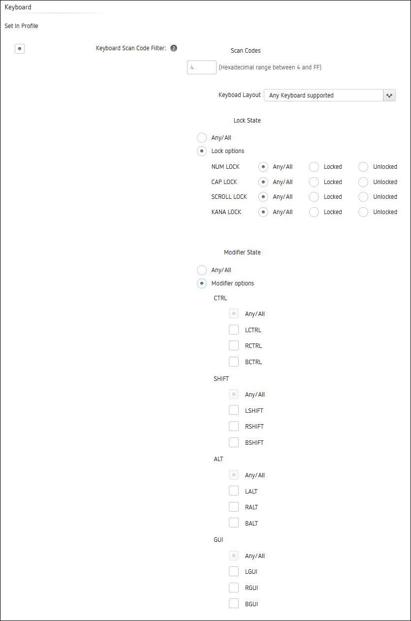 Keyboard Scan Filters