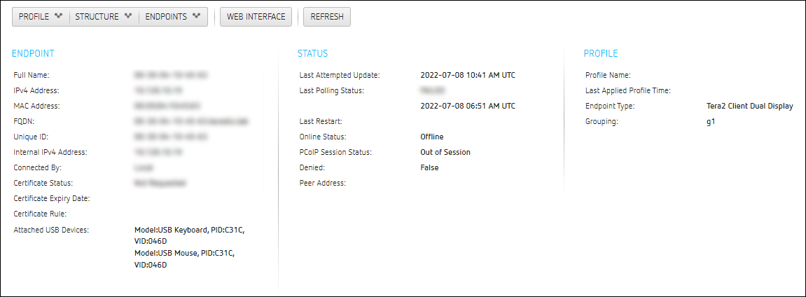 Endpoint Details Page