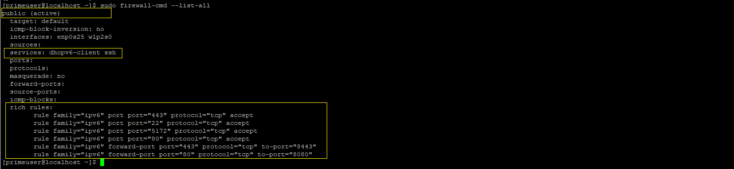 Firewalld Listed Rules