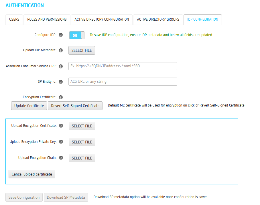 Update Certificate for IDP