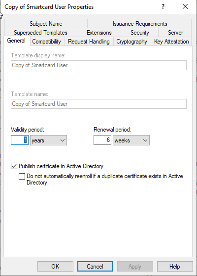 Smartcard Properties General Tab