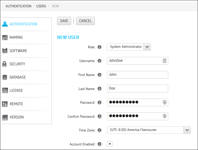 Authentication New User