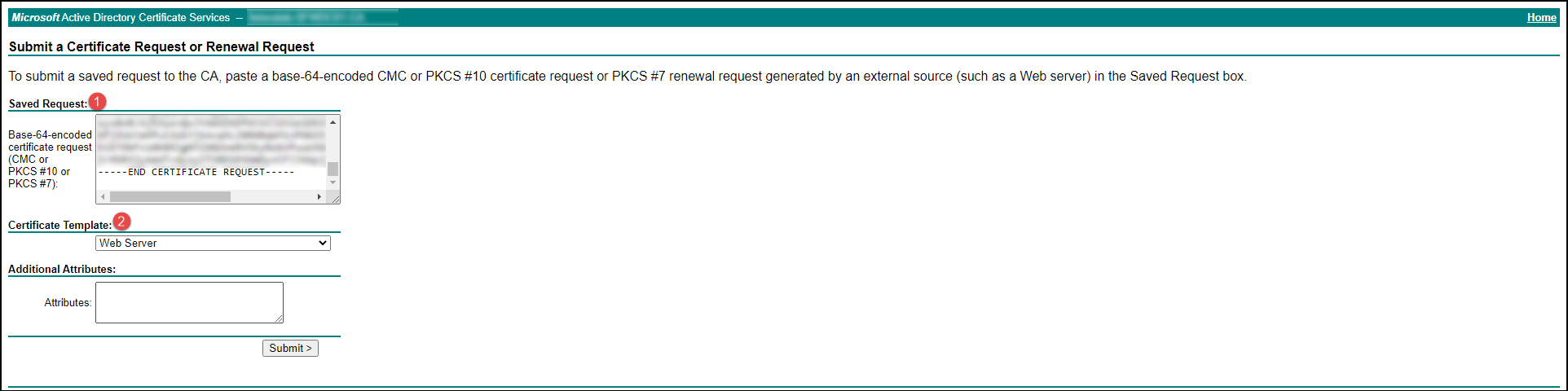 MS CA Server CSR Fields