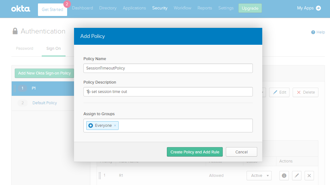 Okta Add Policy