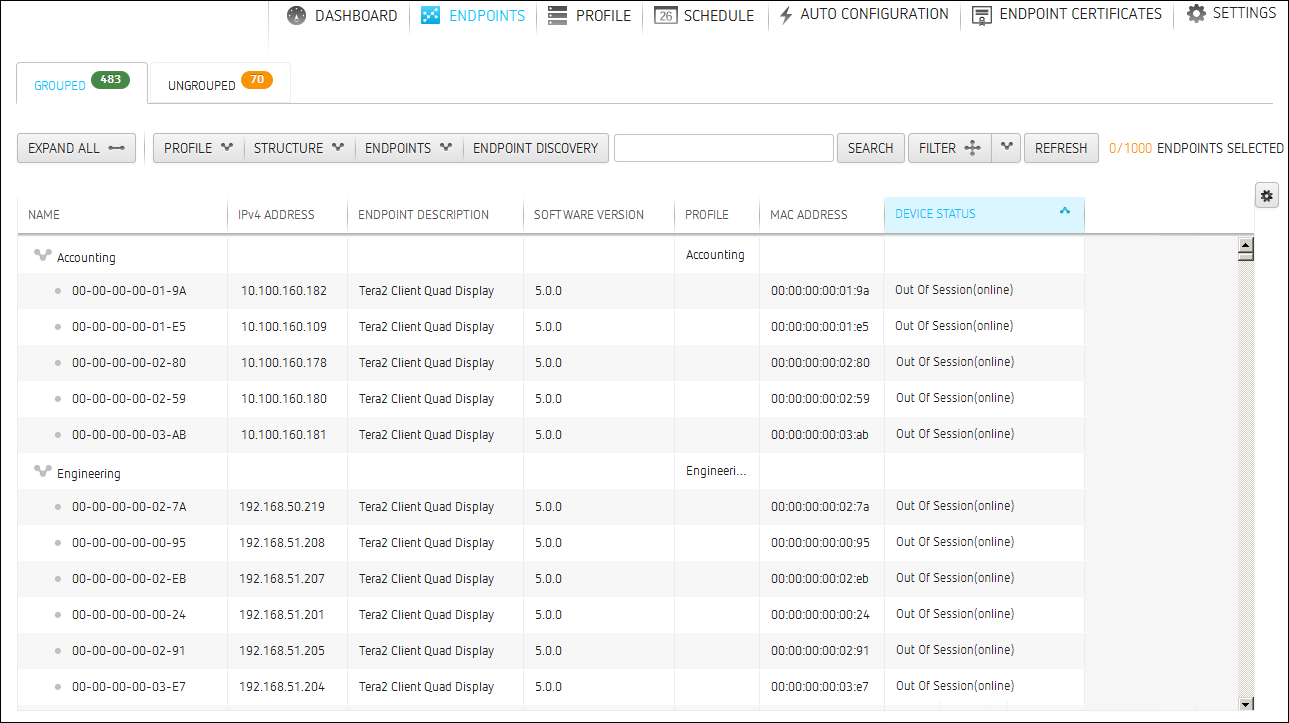 endpoints page