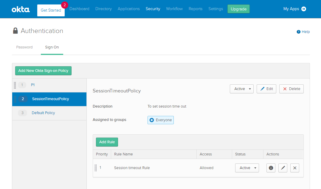 Okta View Policy Signon Rule Timeout