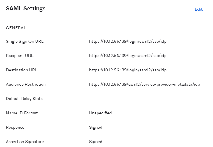 Okta SAML Settings