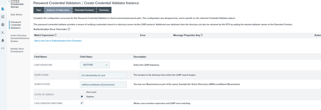 Password Credential Validator Instance Configuration