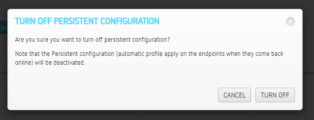 Turn Off Persistent Configuration