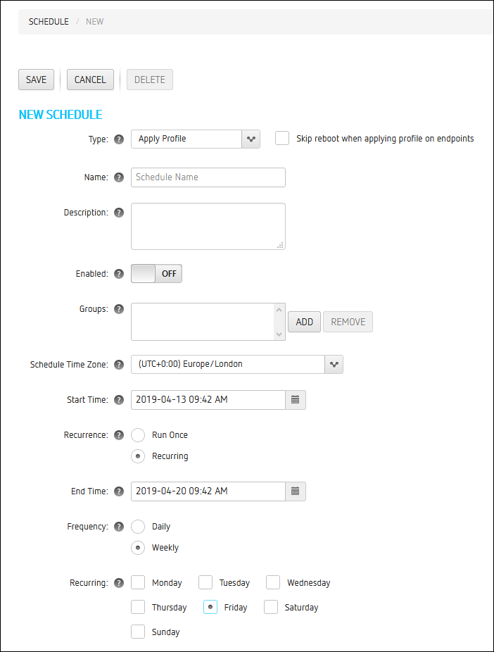 Recurring Schedule