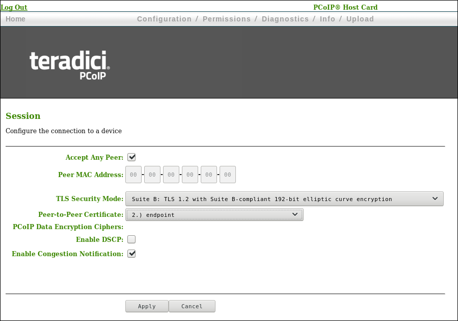 AWI Session Page-Peer-to-Peer Certificate Parameter