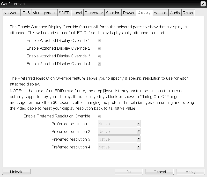 Quad Display Override