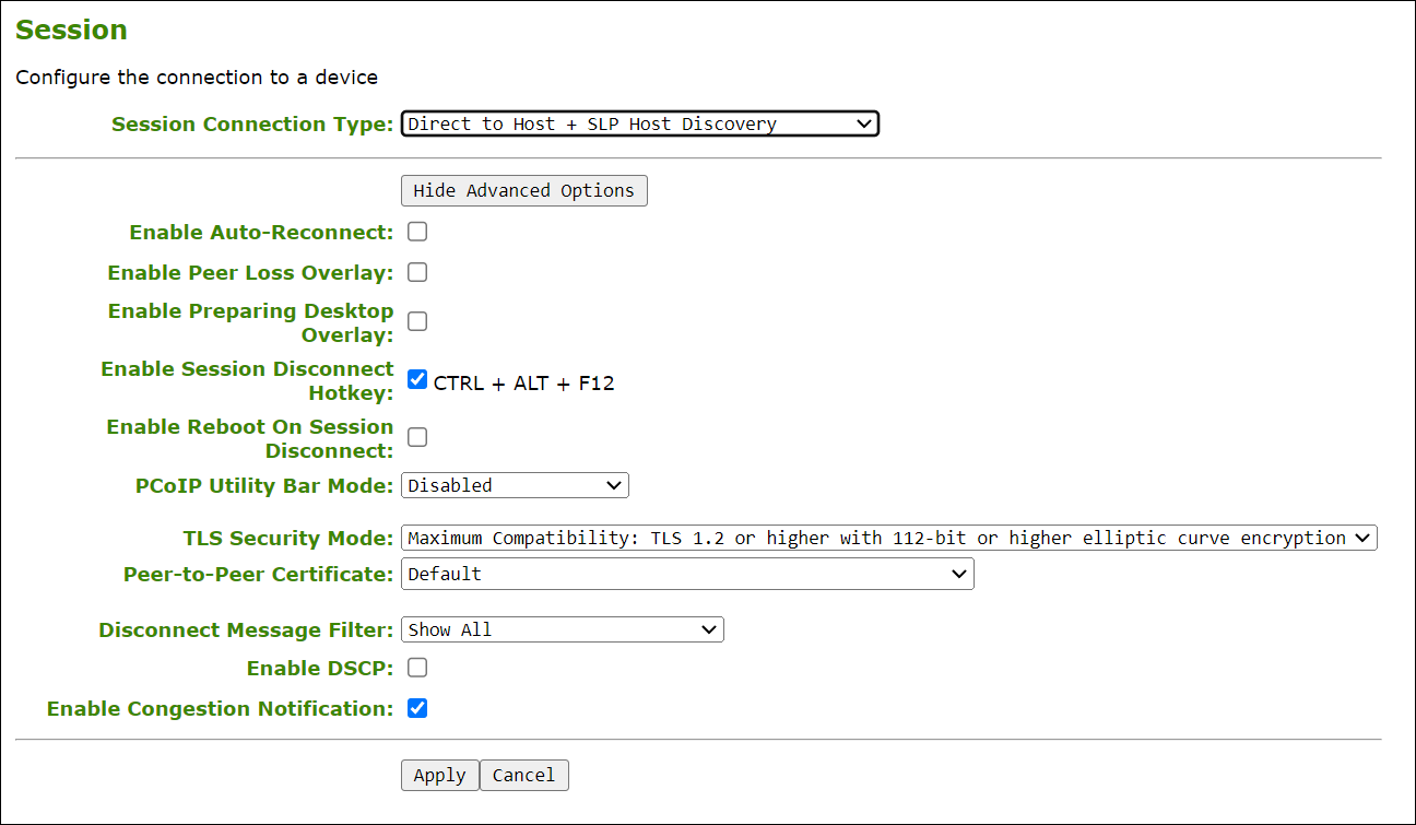 AWI Direct to Host with SLP Session Configuration