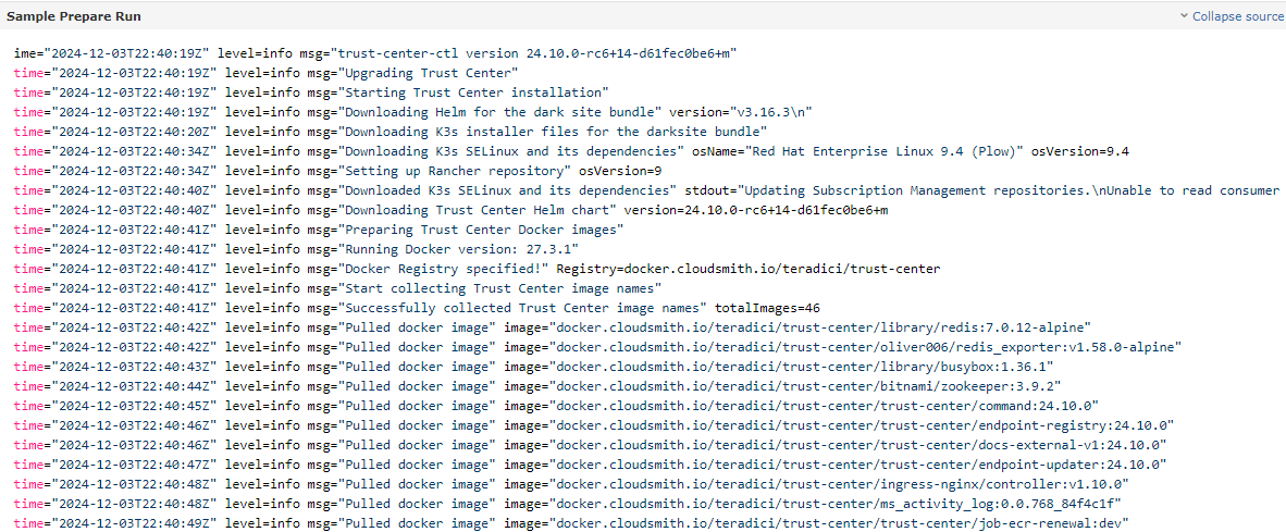TC preparation output