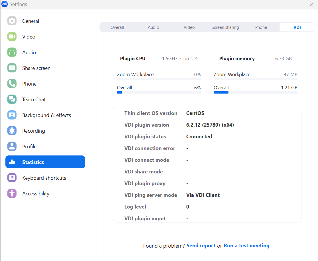 Zoom VDI stats